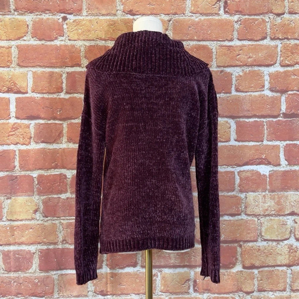 Michael Kors Burgundy Chenille Knit Cowl Neck Pullover Sweater Size XS Soft Cozy